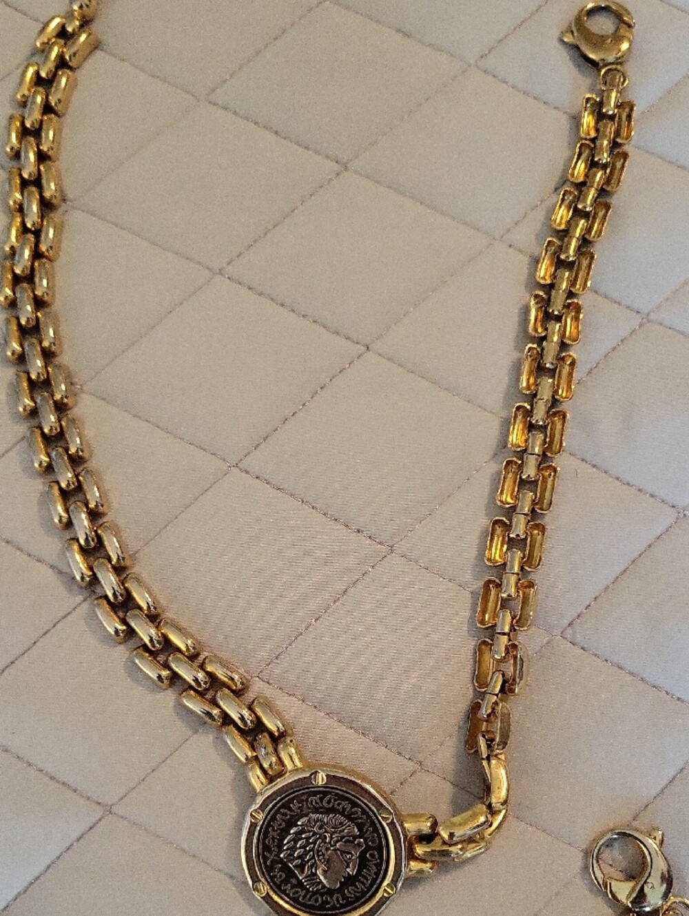 Gold-Tone Coin Medallion Necklace, Bracelet And Clip-on Earring Set - Picture 3 of 5